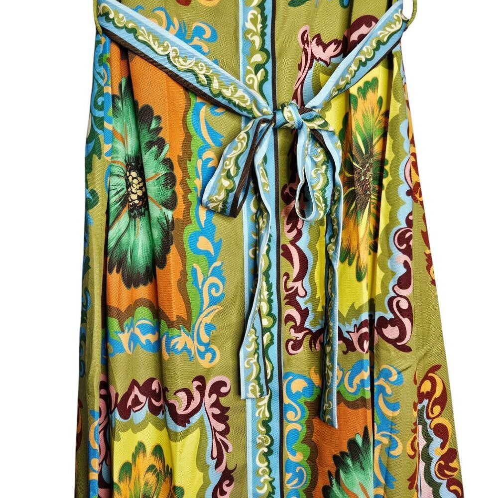Alemais Disco Daisy Green Yellow Floral Belted Maxi Shirtdress Size AU 8 US 4 - Picture 8 of 16